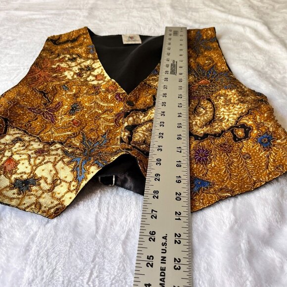 Vintage Bali Chic Beaded Batik Vest Medium Indonesian Top Embellished Boho Artsy - Picture 7 of 7